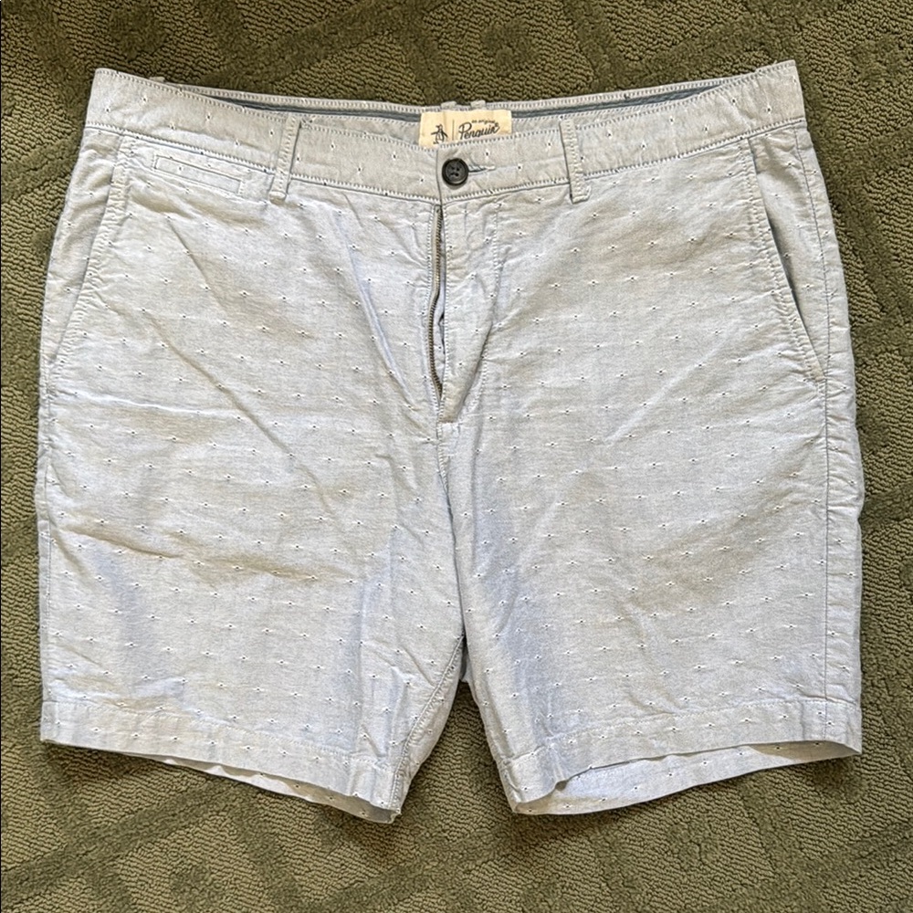 Original Penguin Gray and Blue Bermuda Shorts Lightweight Cotton